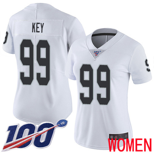 Oakland Raiders Limited White Women Arden Key Road Jersey NFL Football #99 100th Season Vapor Jersey